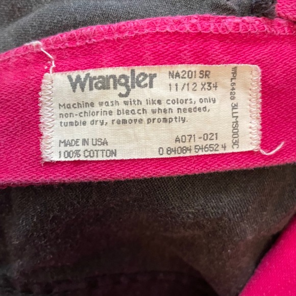 Vintage Wrangler Hot Pink High Waisted Straight Leg Jeans Made in USA 11/12 - Picture 3 of 8